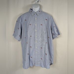 Polo Ralph Lauren Shirt Mens 2XLT Blue Preppy USA American Flag Embroidered A087